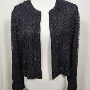 Vintage sequined Black cropped blazer with beaded detailing Approx SIZ